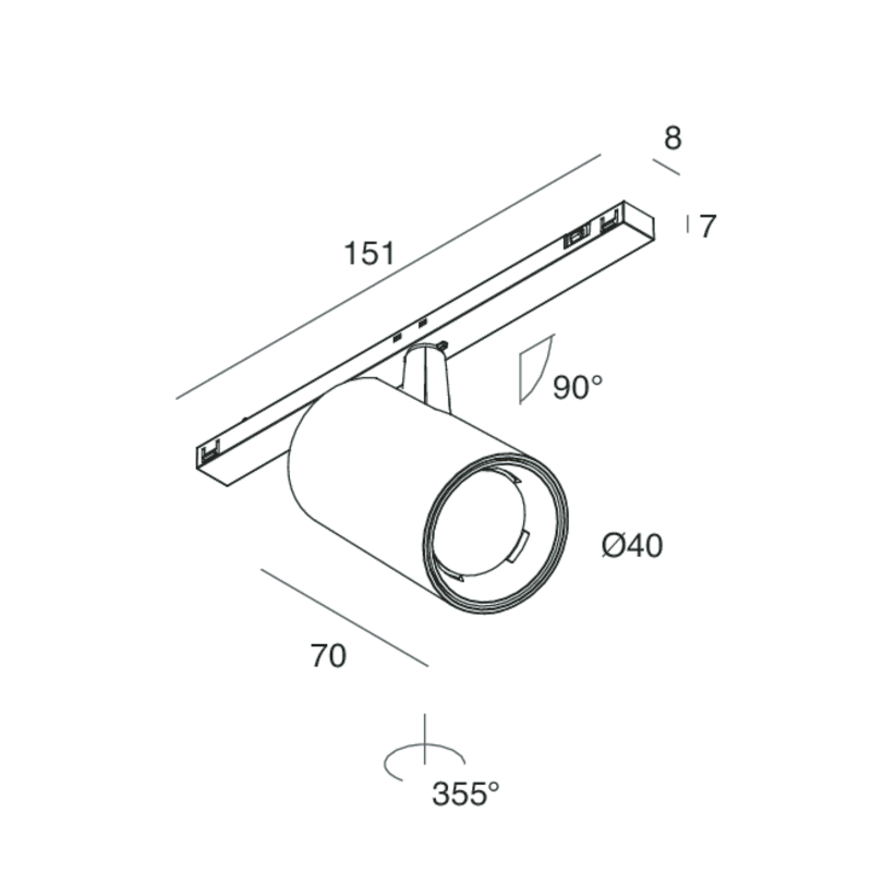 NOVALUX - Mir T-48 mini 6W DALI 48V 4K 20D bianco, faretto in lega di alluminio con riflettore satinato nero, adattatore rapido, garanzia 5 anni.