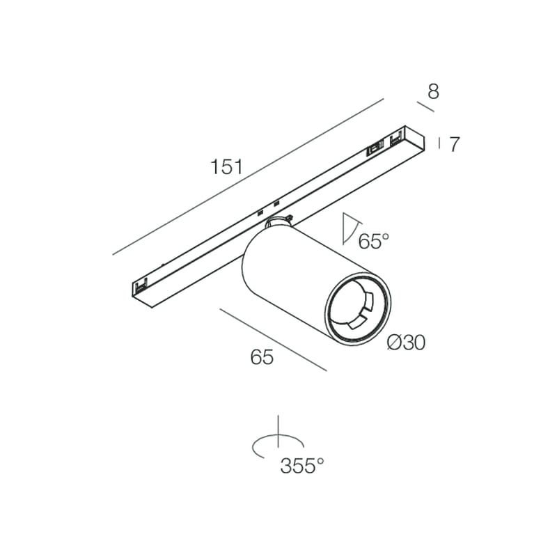 NOVALUX - klimt t-48 mini 3w dali 48v 3000k 45° caffè corpo in lega di alluminio pressofuso verniciato con riflettore satinato in polimero tecnico 40° 6w