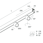 NOVALUX - PROFILO LED LINEARE SPOT: Profilo in lega di alluminio verniciato completo di 2 faretti, alimentazione elettronica, cablaggio passante e giunti di unione inclusi, garanzia 5 anni. HERO: 2FAR 34D 2X13W 3K 1120 DALI NE.