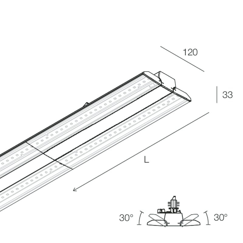NOVALUX - show orient 35w 40w 45w 50w 3000k cri90 dali orientabile 30° ip20 lunghezza 1500