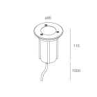 NOVALUX - Zenit TND 1x5W 230V 3K 15 C90 inox spa, apparecchio LED IP67 calpestabile da incasso a terra a tensione di rete con ottica fissa riflettore 15 gradi.