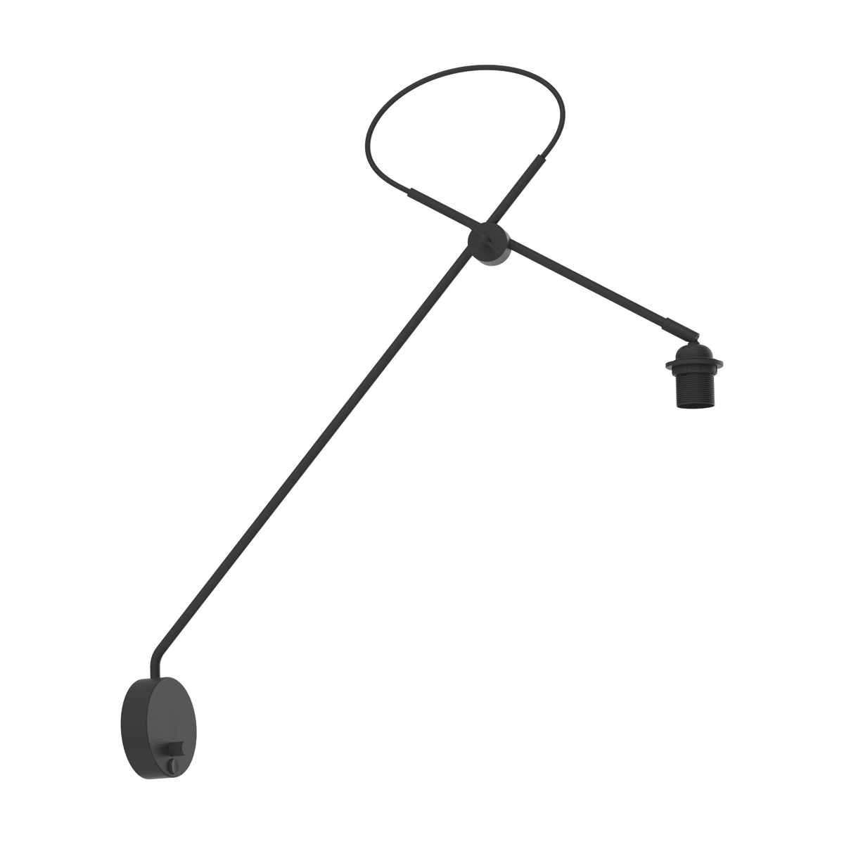 NOVALUX - Applique orientabile nero con struttura in acciaio verniciato e cavo in tessuto bianco o nero, regolabile, compatibile con lampadina E27 max 25W.