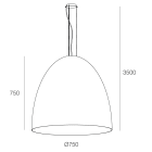 NOVALUX - Calimero XL grigio dark sospensione 7xE27 max 25W, lunghezza regolabile, cavi in kevlar neri, cavo alimentazione con protezione in treccia nera, Ø750 L.3500.