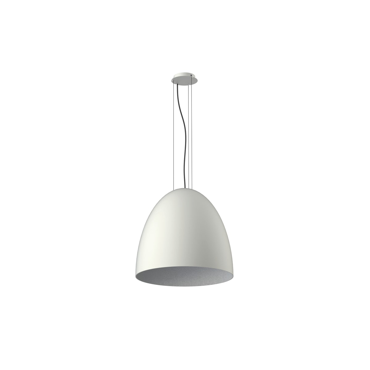 NOVALUX - Calimero M sospensione 1xE27 grigio chiaro, lunghezza 1500 Ø380, max 25W, cavi kevlar neri, cavo alimentazione treccia nera regolabile.