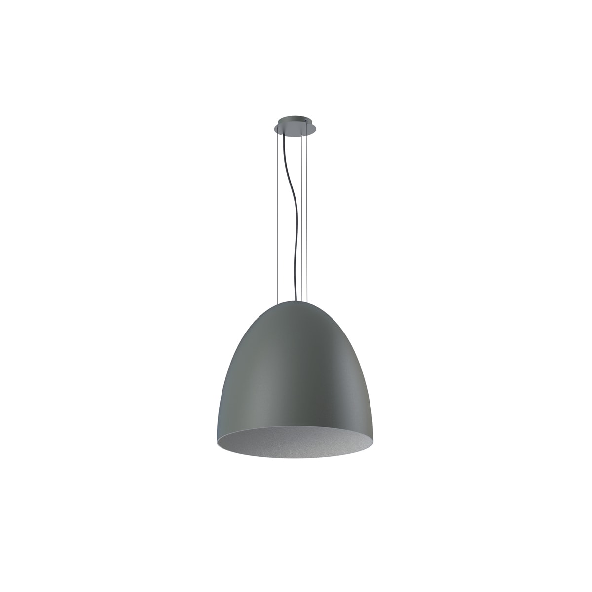 NOVALUX - Calimero M sospensione 1xE27 grigio scuro, lunghezza 1500mm, diametro 380mm, max 25W, cavi in kevlar neri, cavo alimentazione con protezione in treccia nera.