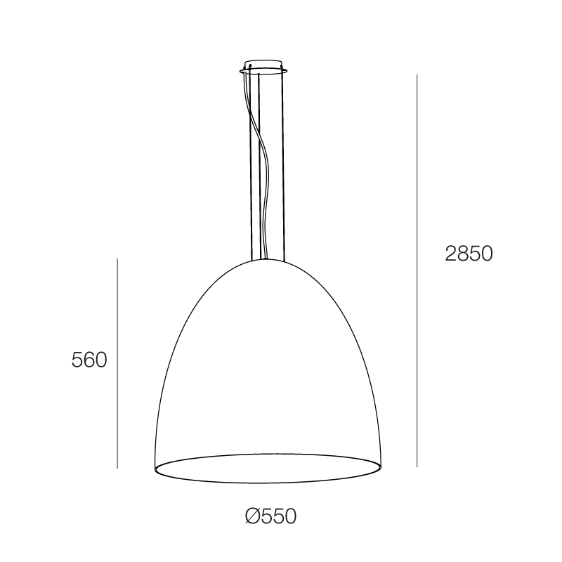 NOVALUX - Calimero L grigio light sospensione 5xE27 max 25W, Ø550, lunghezza regolabile, cavi kevlar neri, alimentazione con treccia nera.