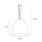NOVALUX - Calimero L grigio light sospensione 5xE27 max 25W, Ø550, lunghezza regolabile, cavi kevlar neri, alimentazione con treccia nera.