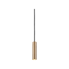 NOVALUX - Collins SP sospensione diametro 40 GU10 lunghezza 200 ottone massiccio satinato cavo regolabile guaina nera tubo ottone satinato 1xGU10 max 10W.