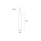 NOVALUX - Collins SP sospensione diametro 55 GU10 lunghezza 500 grigio chiaro, 1xGU10 max 10W, cavo regolabile, guaina nera, tubo acciaio verniciato texturizzato.