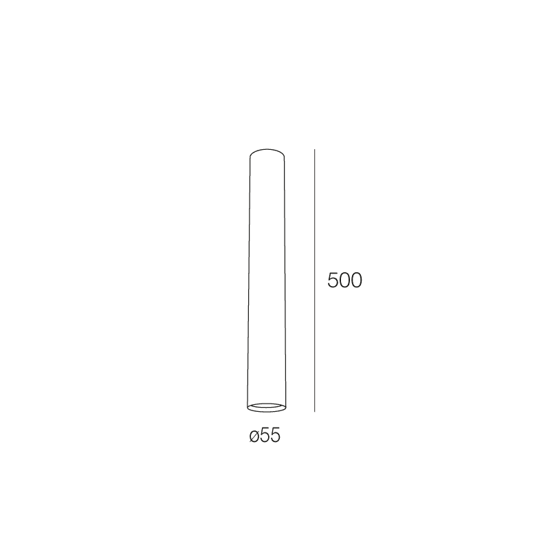 NOVALUX - Collins plafone diametro 55 lunghezza 500 con attacco gu10, acciaio verniciato texturizzato grigio chiaro.