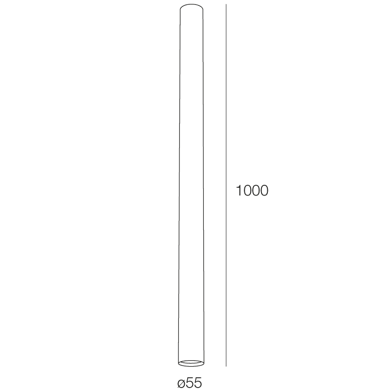 NOVALUX - Collins plafone diametro 55 lunghezza 1000 con attacco gu10 ottone massiccio satinato.