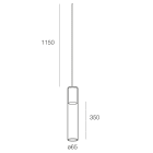 NOVALUX - Crystal sospensione diametro 55 GU10 lunghezza 350, interno in ottone satinato, esterno in vetro extrachiaro trasparente, cavo nero. 111901.16