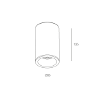 NOVALUX - Geco T plafone nero 1xGU10, tondo Ø85 L.135, alluminio verniciato, schermo in vetro, IP54. 112001.02