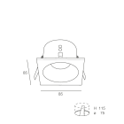 NOVALUX - Mind Q incasso nero 85x85 1xGU10 Ø51 max10W alluminio verniciato schermo vetro IP54.
