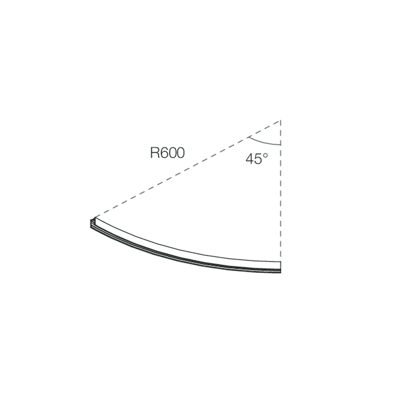NOVALUX - Domynos PS profilo curvo R600 45° cappuccino, modulo LED non incluso, kit giunzione incluso, schermo opale da ordinare, non sospendibile, IP40.