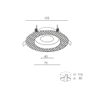 NOVALUX - Spirit incasso tondo diametro 125 nero 1xGU10, frameless diametro 40-75 nero, alluminio verniciato, schermo in vetro, IP54, max 10W.