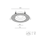 NOVALUX - Spirit incasso tondo diametro 125 nero 1xGU10, frameless diametro 40-75 nero, alluminio verniciato, schermo in vetro, IP54, max 10W.