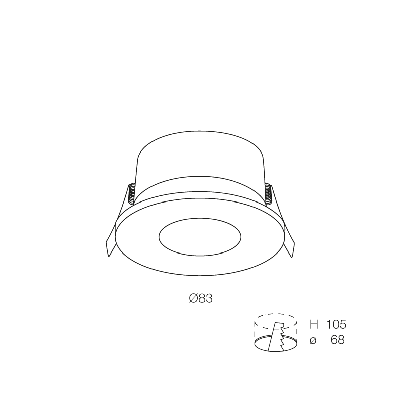 NOVALUX - Spirit incasso tondo diametro 83 bianco 1xGU10 alluminio verniciato schermo in vetro IP54.