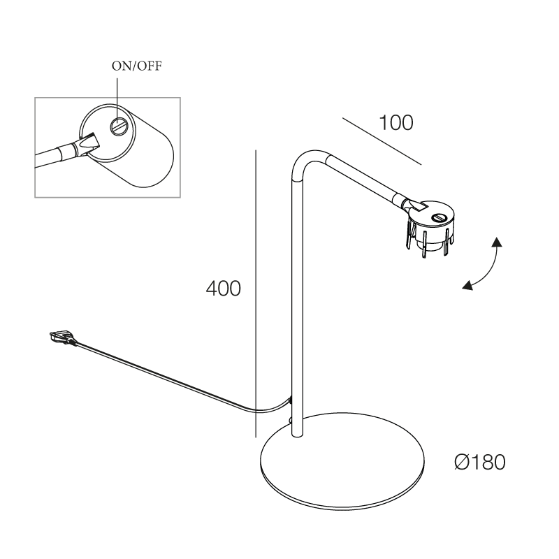 NOVALUX - Lampada da tavolo Honey TL bianca, altezza 400 mm, larghezza 100 mm, 1xGU10 Ø51 max10W, acciaio verniciato, da combinare con corpo per spot 112909.