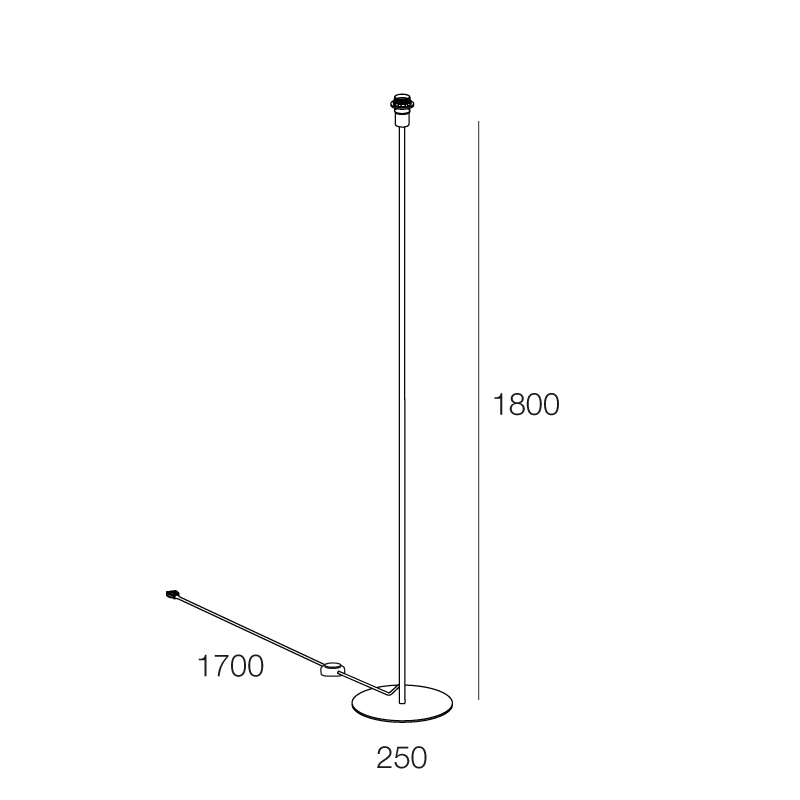NOVALUX - Piantana Tiny bianco h 1800 l 250, cavo l 1700, struttura acciaio verniciato, 1xE27 max 25W, paralume da prevedere a parte.