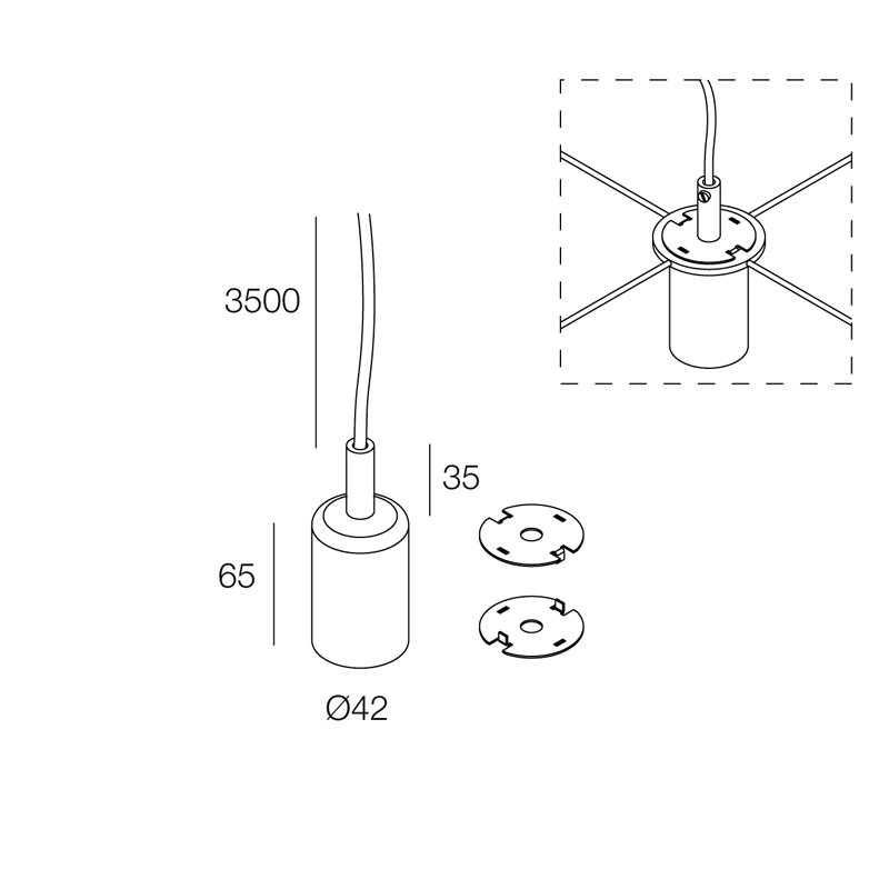 NOVALUX - PORTA LAMP E27 C/CAVO L.3.5M BI PARALUME