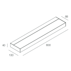 NOVALUX - Upper LED 54W 3000K bianco L.600 per parete, emissione diretta o indiretta, corpo in alluminio verniciato, alimentazione integrata, IP40.