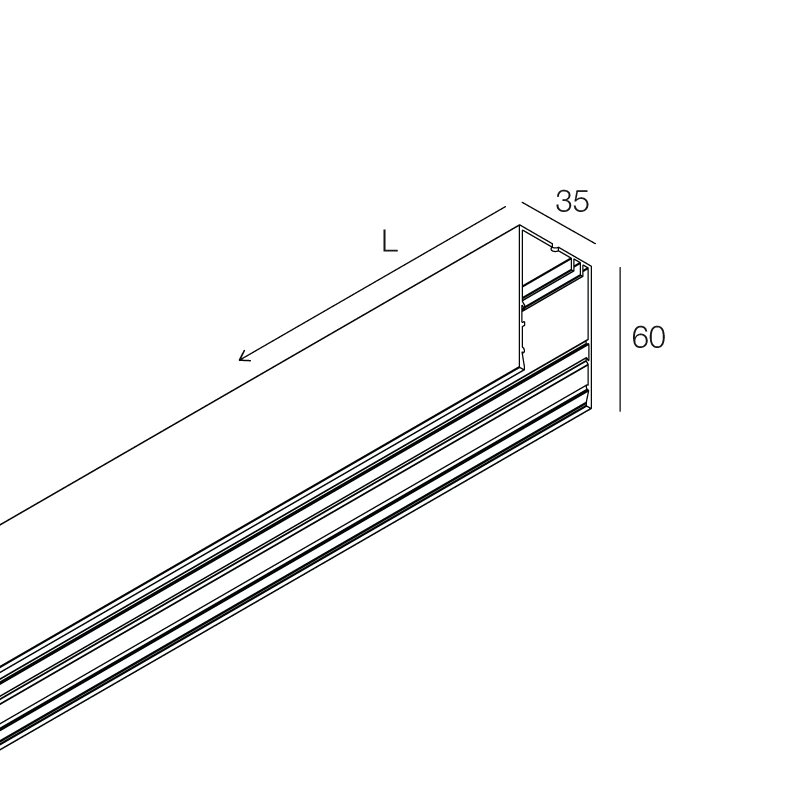NOVALUX - Hero M corpo lunghezza 636 mm bianco, profilo di alluminio, modulo elettrificato e luminoso, kit giunzione, testate terminali, accessori sospensione IP40.