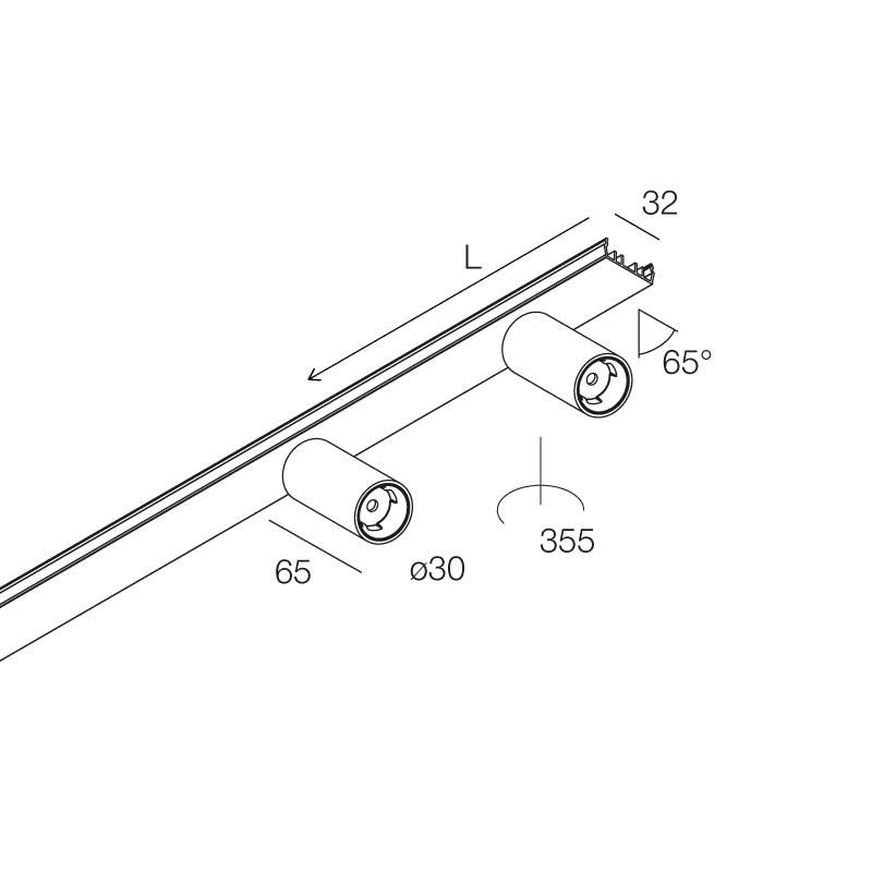 NOVALUX - Hero M: 2 proiettori LED 2x4W 2700K 45° L.636mm in lega di alluminio con lenti in policarbonato, cover cieca e connettore rapido inclusi.