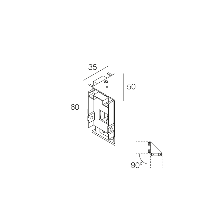 NOVALUX - hero m kit angolo 90 bianco mini kit di giunzione per unione di 2 profili pressofusione di alluminio verniciata 113236.01