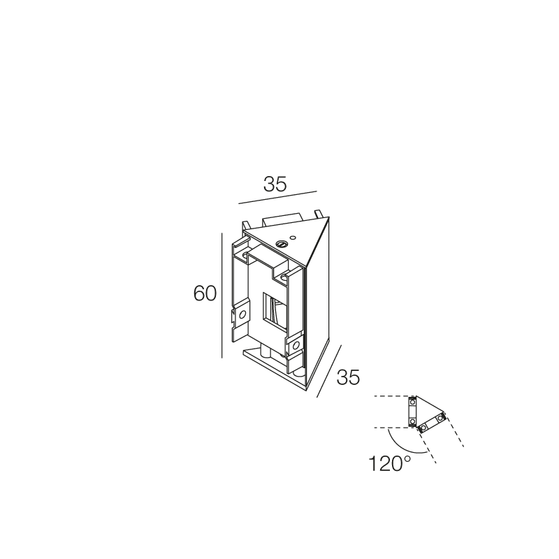 NOVALUX - Hero M kit angolo 120 gradi caffè per unione di 2 profili in alluminio verniciato.