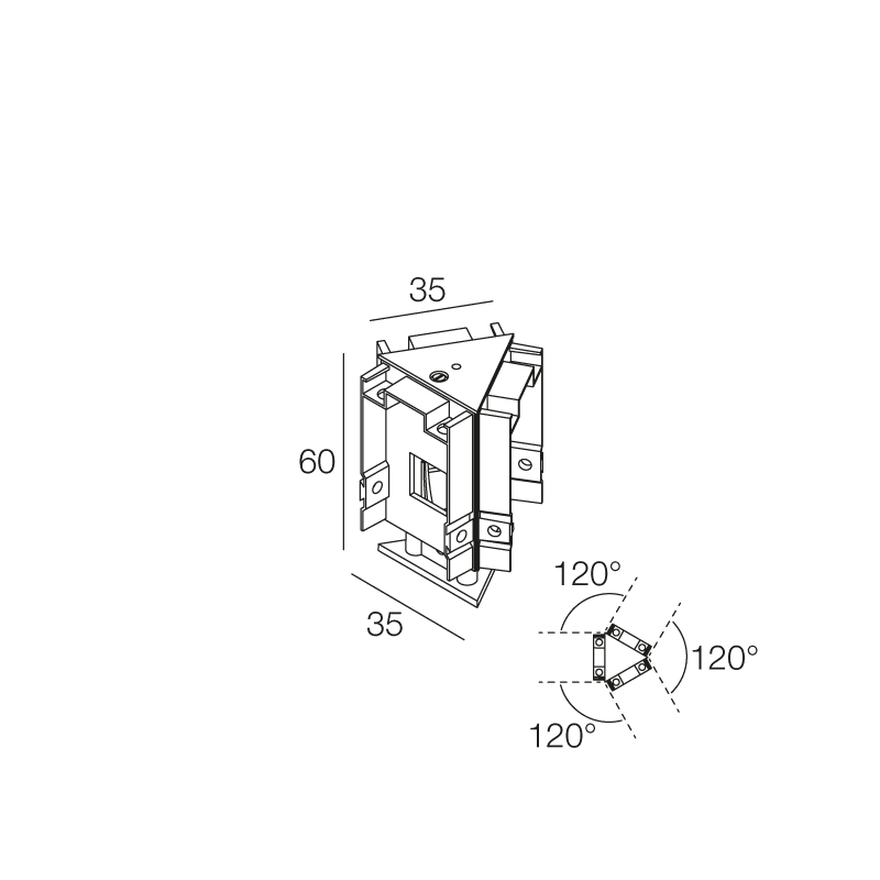 NOVALUX - Hero M kit angolo 120 bianco per unione di 2 profili in alluminio verniciato.