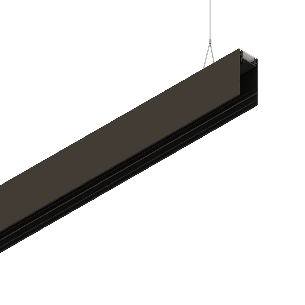 NOVALUX - Hero MB corpo 636 CA, profilo di alluminio caffè con schermo diffusore opale, 2 cavi di sospensione regolabili, modulo LED emissione diretta e indiretta.