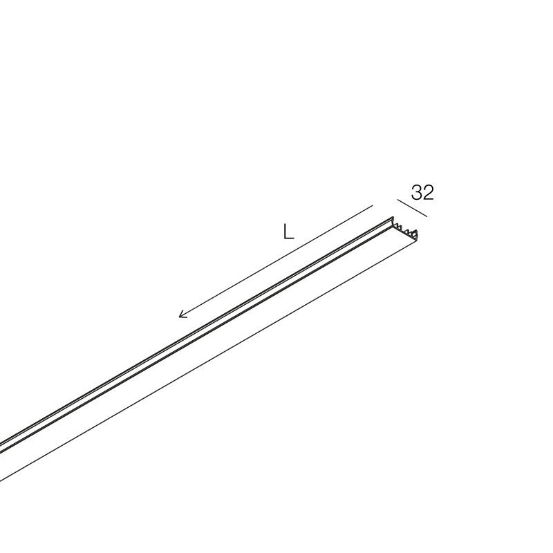 NOVALUX - Hero MB: schermo cieco L 636 mm nero, estruso di alluminio verniciato a polvere, cablaggio passante. Profilo di alluminio da ordinare a parte. 113329.02