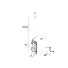 NOVALUX - Kit angolo 90 nero per unione di 2 profili. Pressofusione alluminio verniciata. Cavo sospensione acciaio regolabile dall'alto, L.5000 mm incluso.