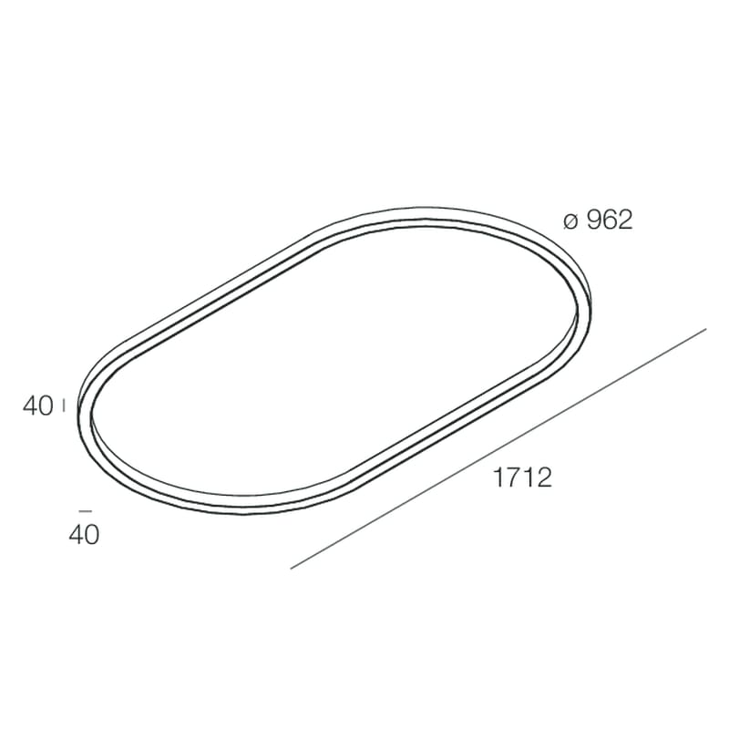 NOVALUX - ELIS nero 962x1712 93W 3000K profilo LED ovale a luce diretta per sospensione, plafone o parete, corpo in alluminio, diffusore in PMMA opale.