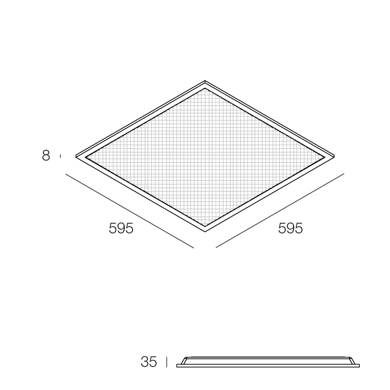 NOVALUX - pannello retroilluminato 600x600 32w 3000k con cornice alluminio ugr<19 on-off