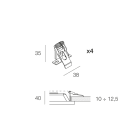 NOVALUX - Kit molle incasso cartongesso 600x600 e 1200x300, spessore 10-12,5 mm, per installazione in battuta.