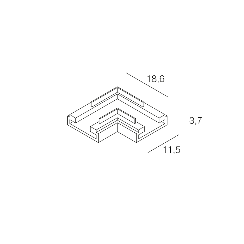 NOVALUX - strip led con angolo 2strip238/240led 10 pezzi connettore strip-strip angolo 90 gradi 10 pezzi