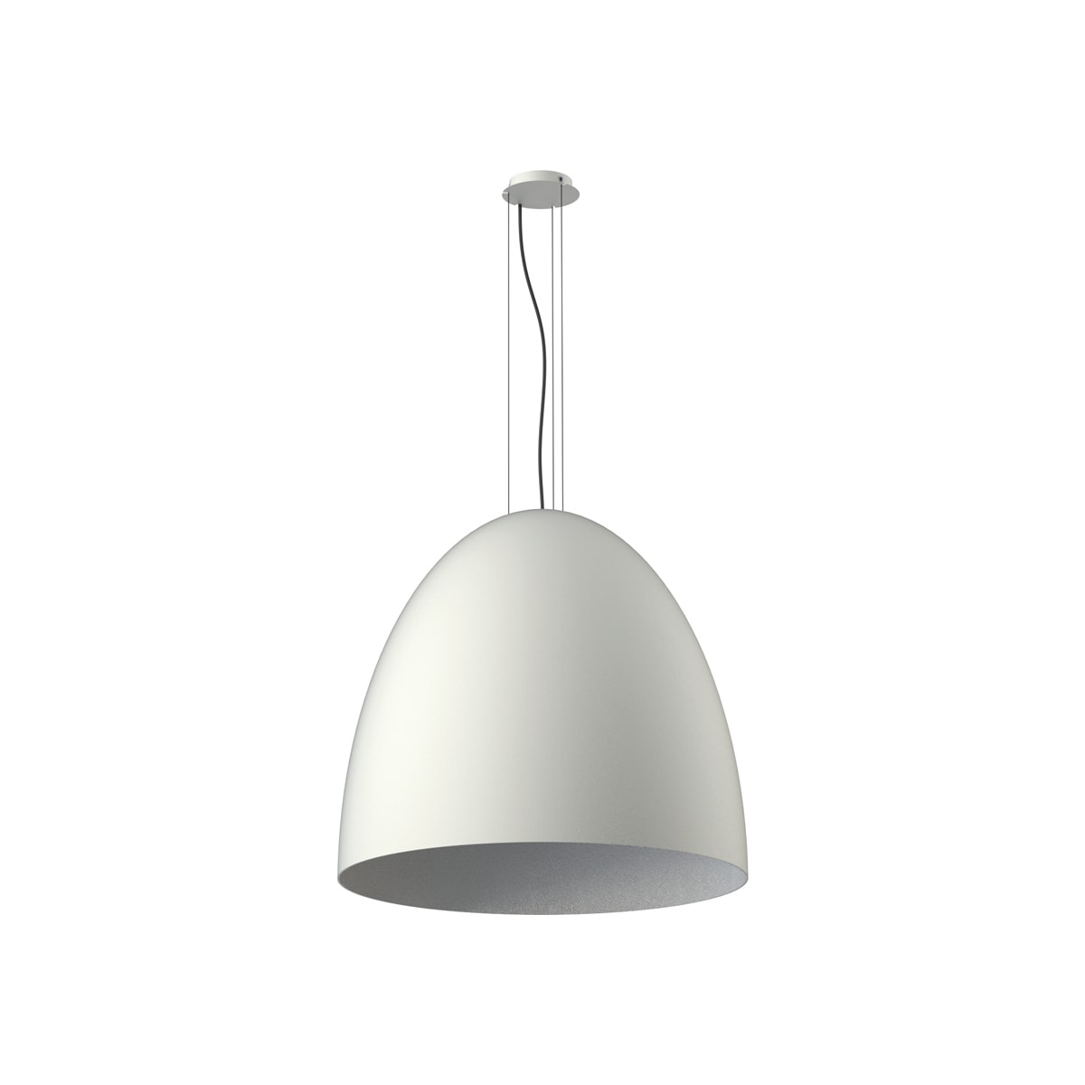 NOVALUX - Calimero L grigio light sospensione 5xE27 max 25W, Ø550, lunghezza regolabile, cavi kevlar neri, alimentazione con treccia nera.