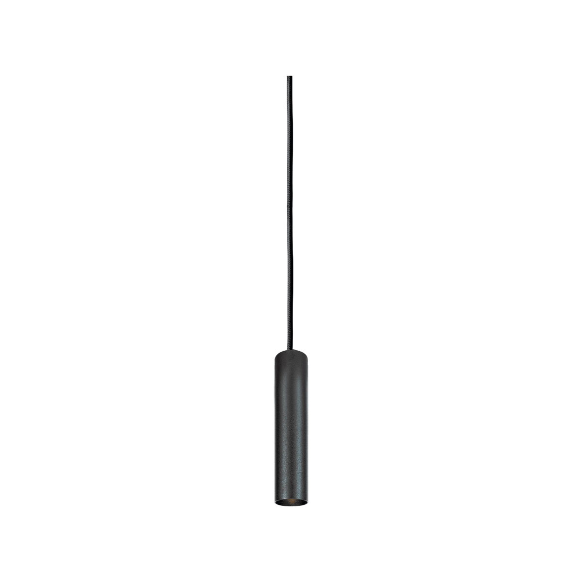 NOVALUX - Collins SP sospensione diametro 40 GU10 lunghezza 200 nero, cavo regolabile, guaina nera, tubo acciaio verniciato texturizzato, 1xGU10 diametro 36 max 10W.