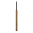 NOVALUX - Collins SP sospensione diametro 40 GU10 lunghezza 500 ottone massiccio satinato, cavo regolabile guaina nera, tubo ottone, 1xGU10 diametro 36 max 10W.