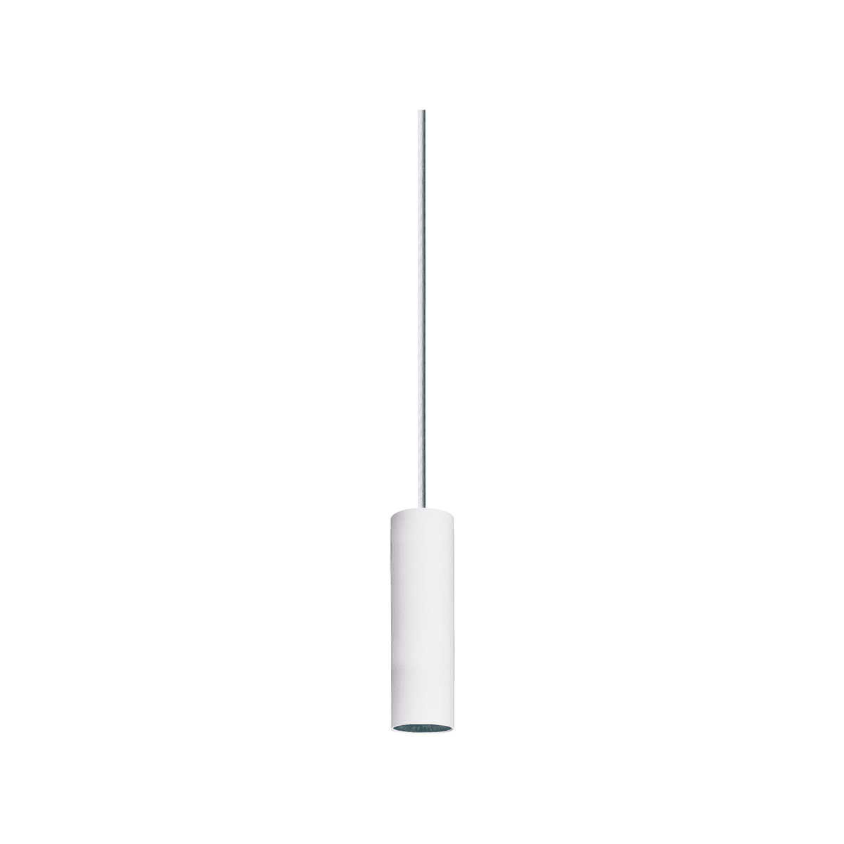 NOVALUX - Collins SP sospensione diametro 55 GU10 lunghezza 200 bianco, cavo regolabile, tubo acciaio verniciato texturizzato, 1xGU10 max 10W, guaina bianca.
