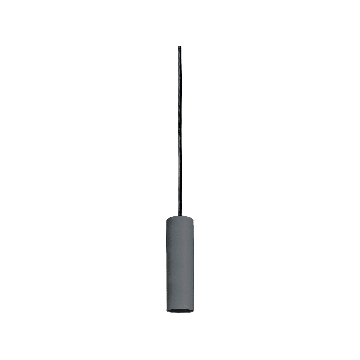 NOVALUX - Collins SP sospensione diametro 55 GU10 lunghezza 200 grigio scuro, 1xGU10 max10W, cavo regolabile, guaina nera, tubo acciaio verniciato texturizzato.
