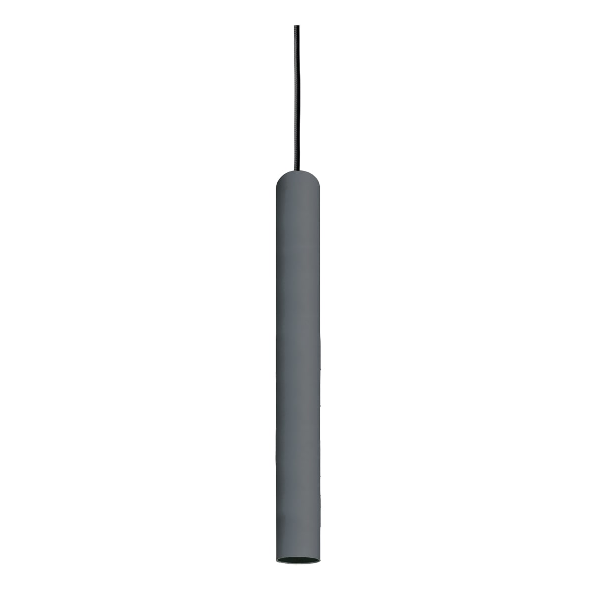 NOVALUX - Collins SP sospensione diametro 55 GU10 lunghezza 500 grigio scuro, 1xGU10 max 10W, cavo regolabile guaina nera, tubo acciaio verniciato texturizzato.