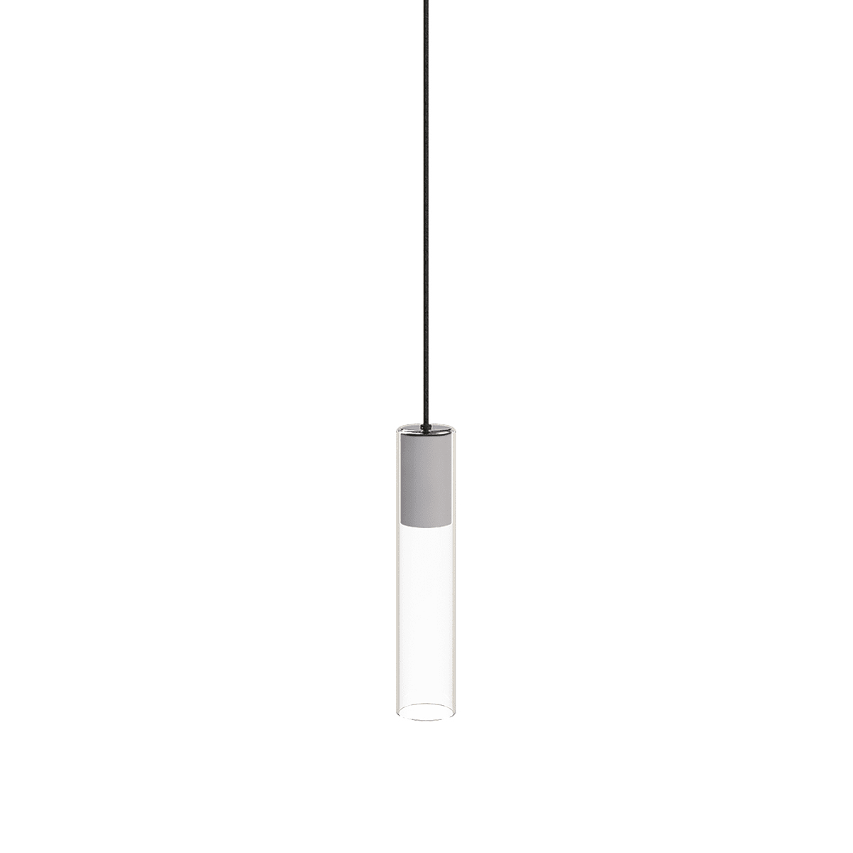 NOVALUX - crystal sospensione diametro 55 gu10 lunghezza 350 grigio chiaro interno in acciaio verniciato texturizzato esterno in vetro extrachiaro trasparente cavo nero