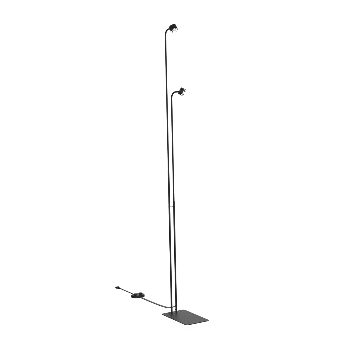 NOVALUX - Piantana Honey nera h.2100-1670 l.350 cavo l.1800 2xGU10 Ø51 max10W combinabile con 2 corpi spot 112909 interruttori a pedale acciaio verniciato.