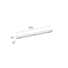 NOVALUX - Rosone lineare nero l=620 da combinare con 3 collins sp l.600 acciaio verniciato.