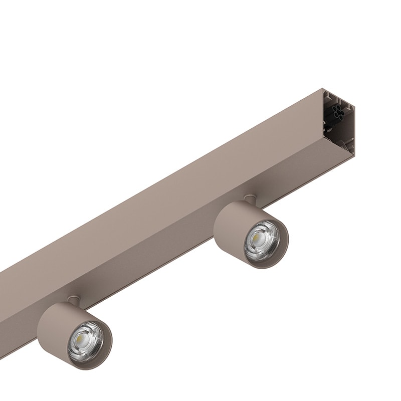 NOVALUX - Profilo led lineare spot in lega di alluminio verniciato con 2 faretti, alimentazione elettronica, cablaggio passante, giunti di unione inclusi e garanzia 5 anni. HERO 2FAR 34D 2X13W 2.7K 1120 DALI CAP.