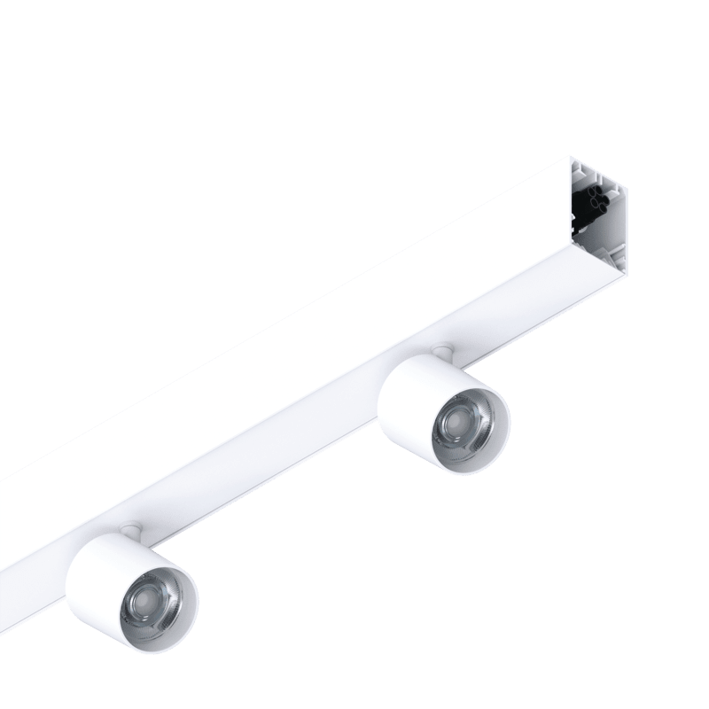 NOVALUX - Profilo LED lineare spot in lega di alluminio verniciato con 2 faretti inclusi e garanzia 5 anni HERO 2FAR 34D 2X13W 3K 1120 DALI BIA completo di alimentazione elettronica, cablaggio passante e giunti di unione.