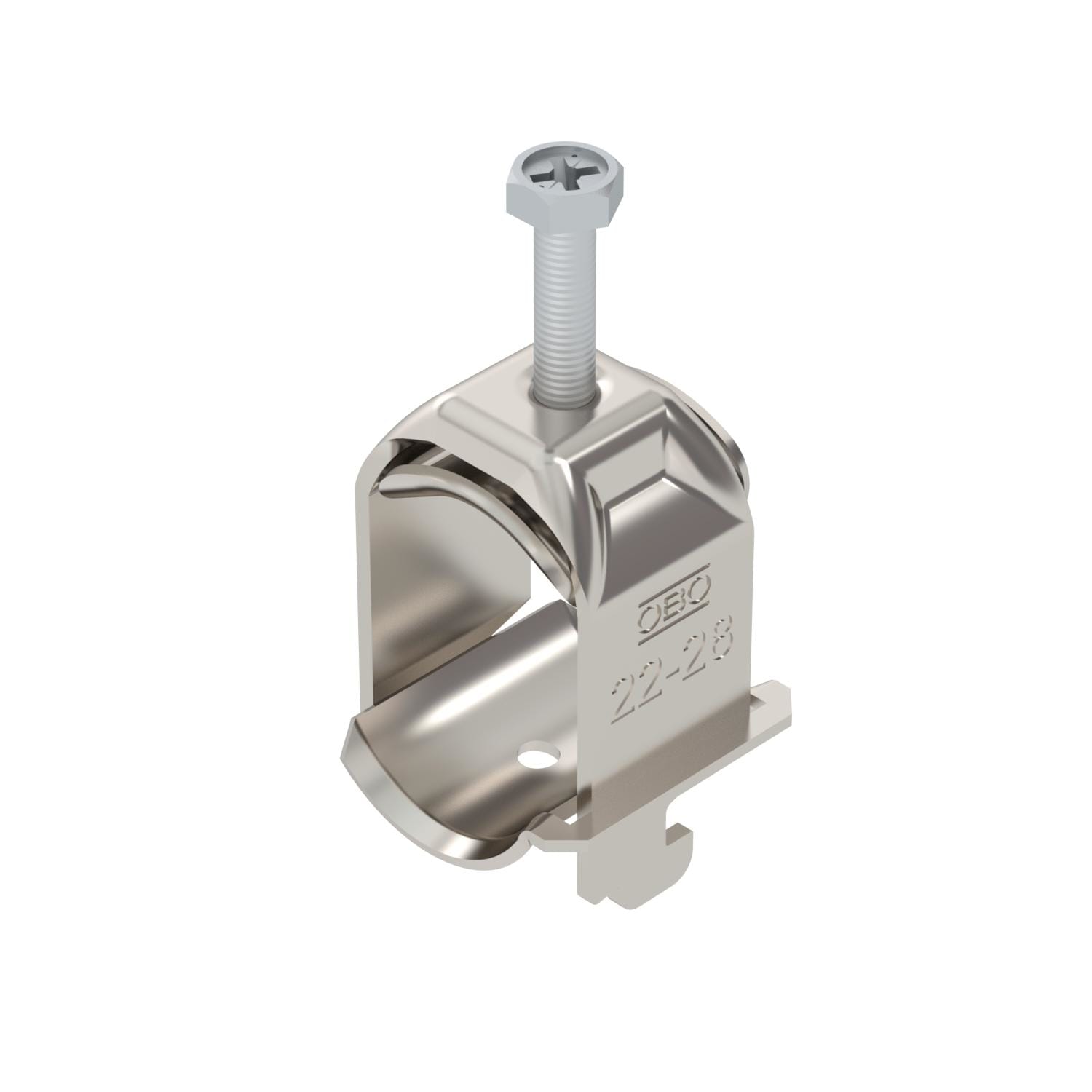 OBO BETTERMANN - Staffa reggicavo cavo sch clamp clip 2056 for shield attachment 22-28 acciaio inox a2 1.4301 non trattato ulteriore trattamento.